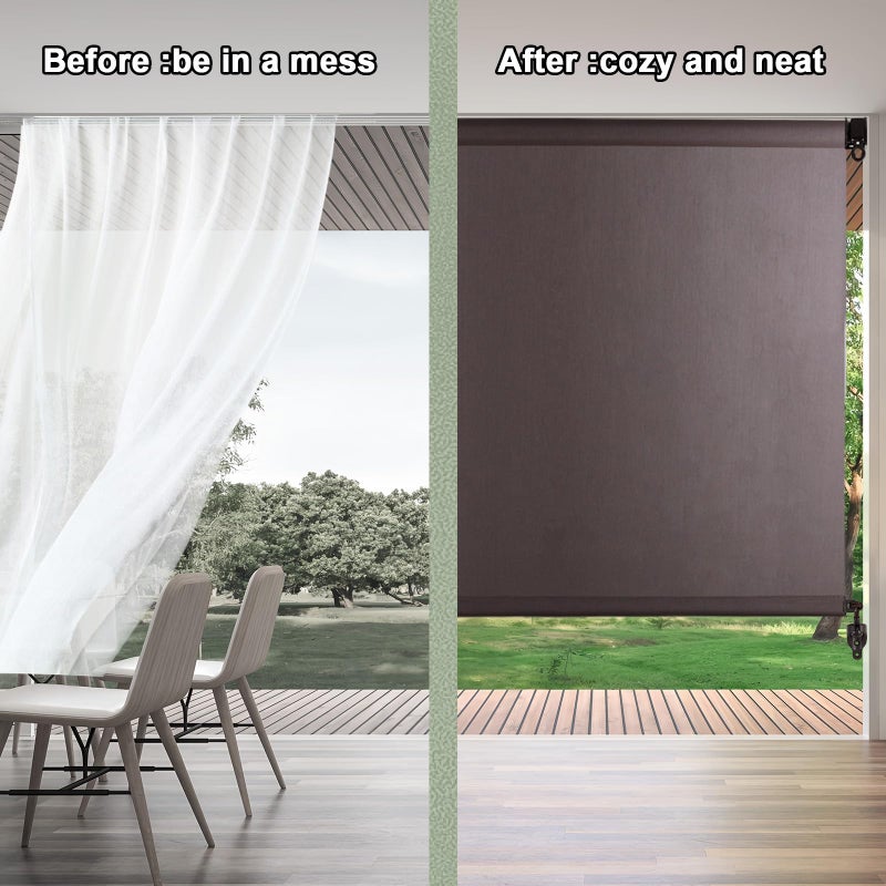 Lihopefe New Bungee kit + end caps Universal Replacement Mounting Brackets of Exterior Sun Shades Outdoor/Indoor Roller up Blinds (Brown  1pack) - Image 5